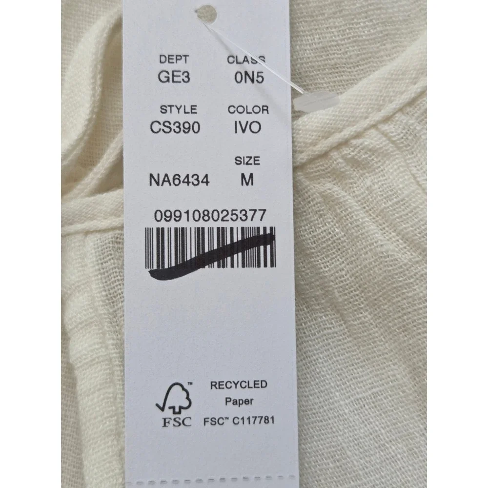 J. Crew Hampton Linen Blend Tunic Top Peasant Womens M Ivory NWT $98 CS390